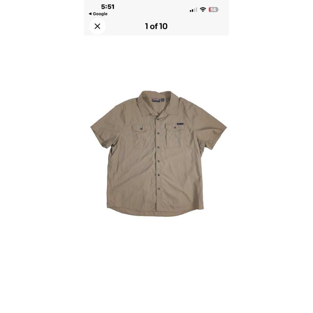 Free Country Mens 6XL Short Sleeve Button Down Shirt Tan Khaki Outdoor Hiking